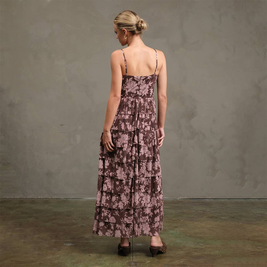 Flower Mesh Printed Tier Dress