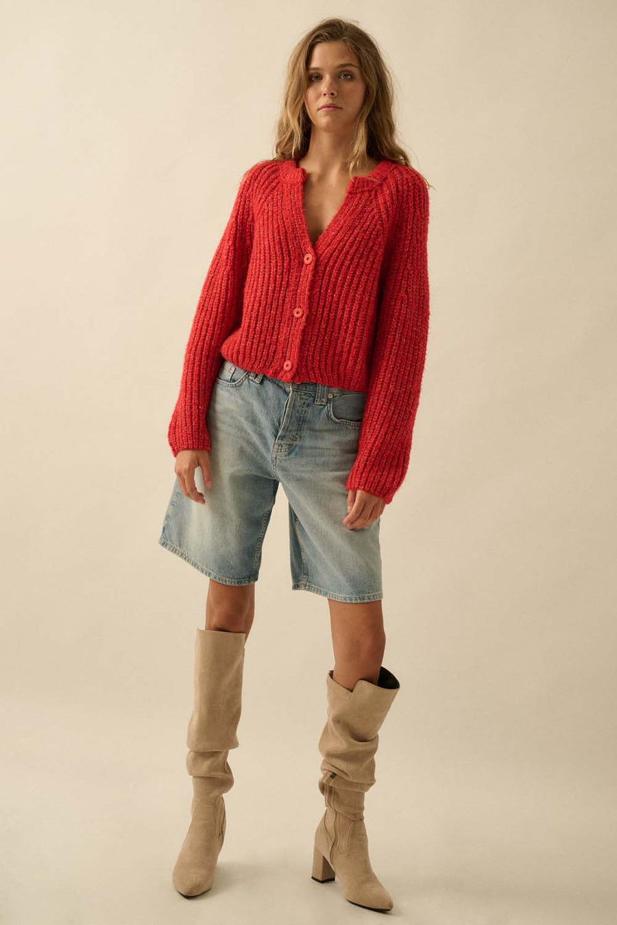 Confetti Button-Front Cardigan Sweater