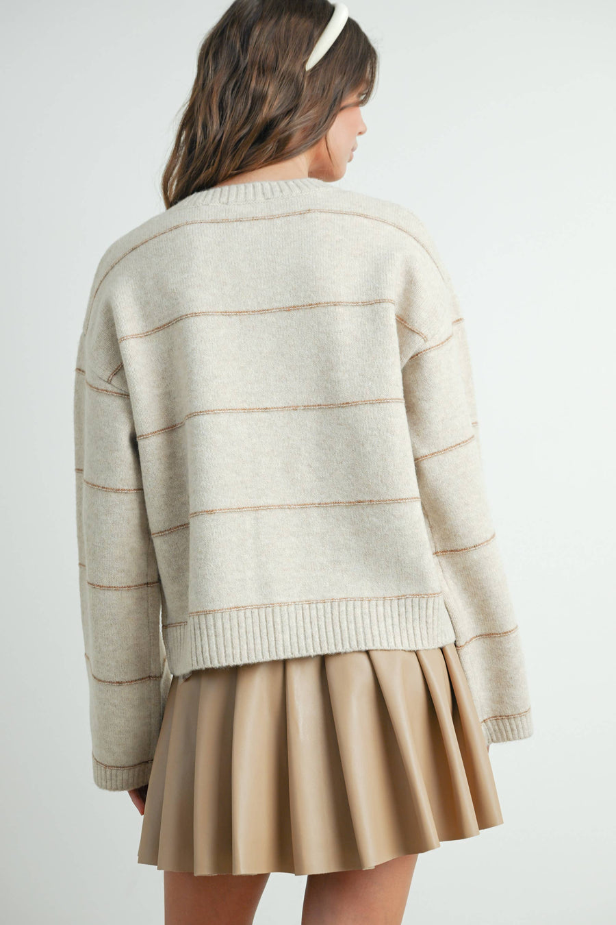 Button Front Striped Cardigan