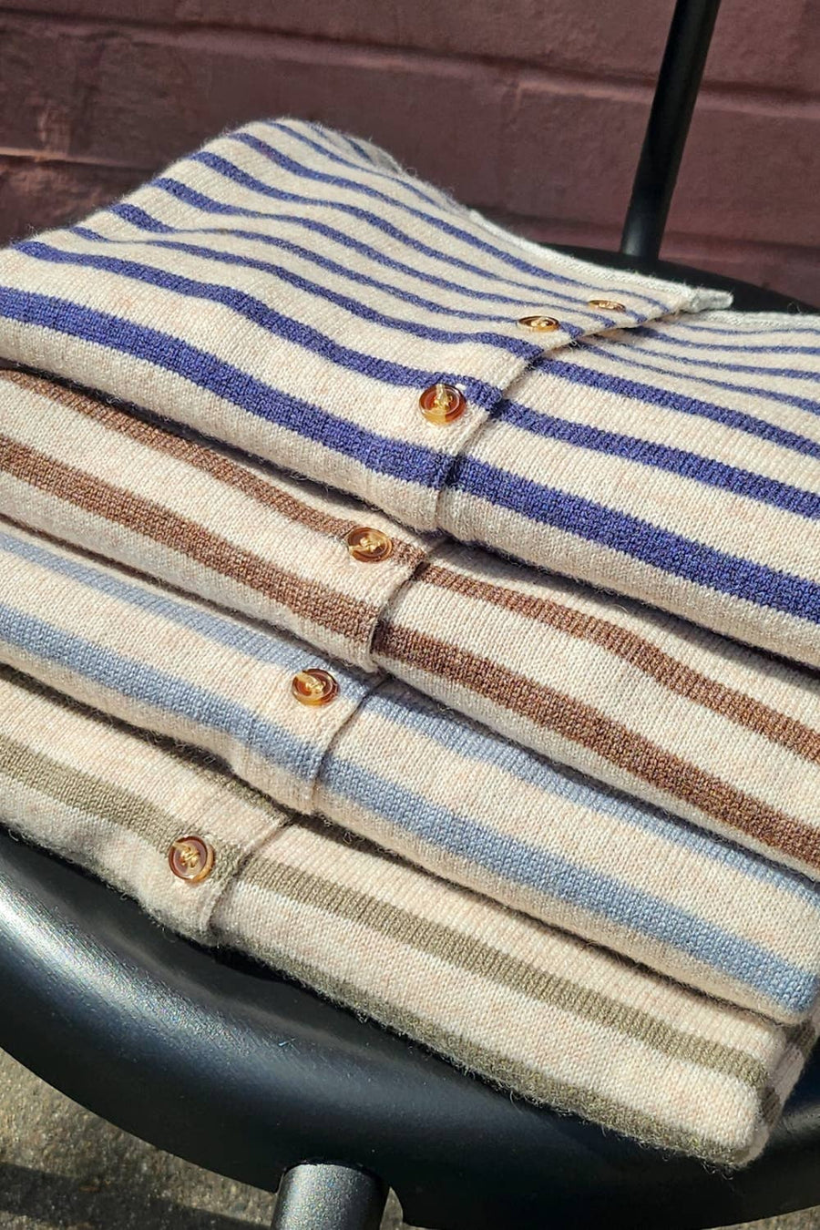 Striped Pattern Button Front Cardigan