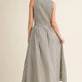 Striped Fabric Smocking Top Long Dress