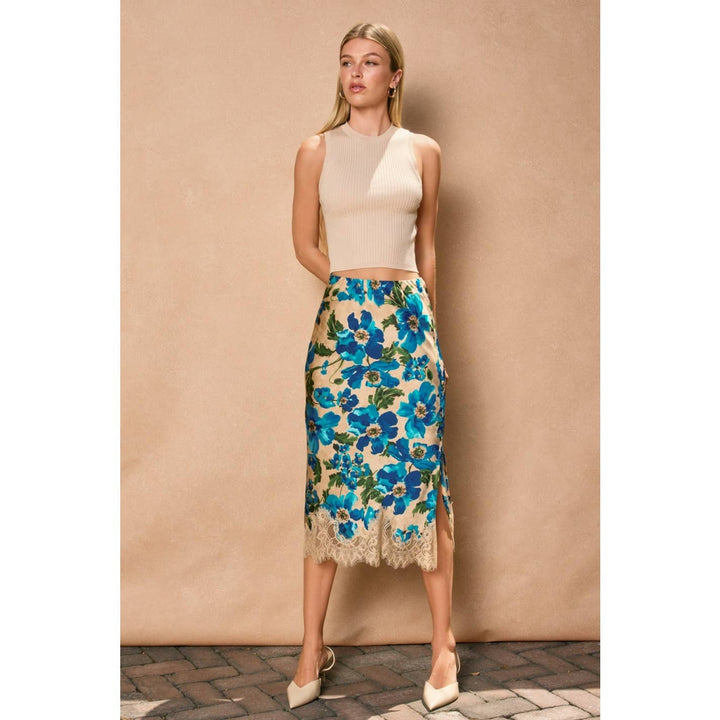 Ethereal Gardens Lace Hem Pencil Skirt