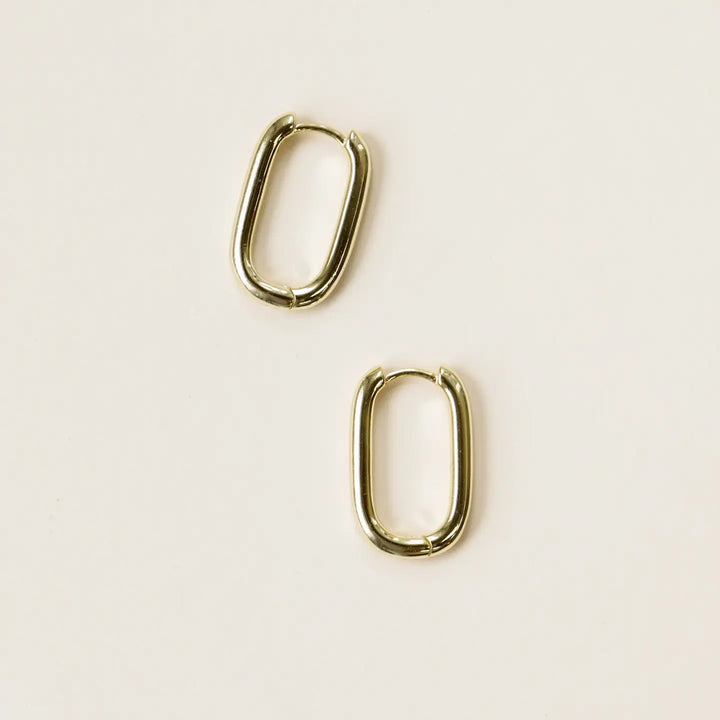 Large Gold Rectangle Hoop Earring