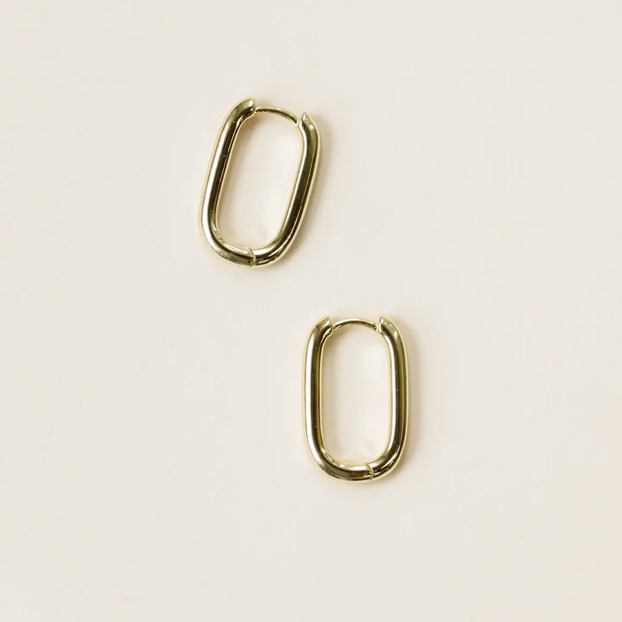 Large Gold Rectangle Hoop Earring