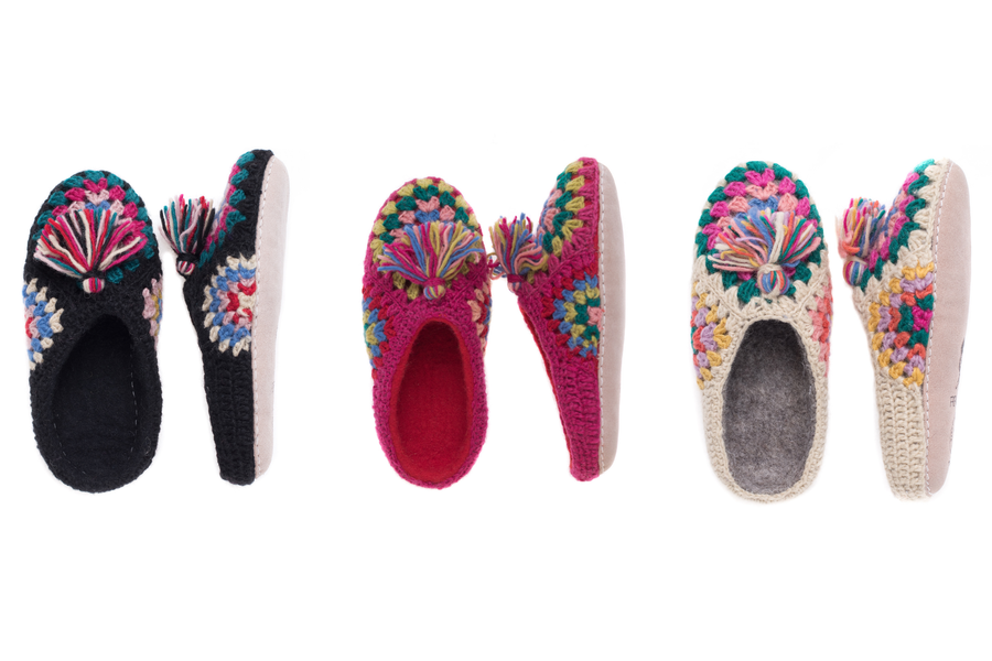 Granny Square Slippers in Natural by French Knot