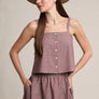 Striped Linen Blend Button-Front Cami