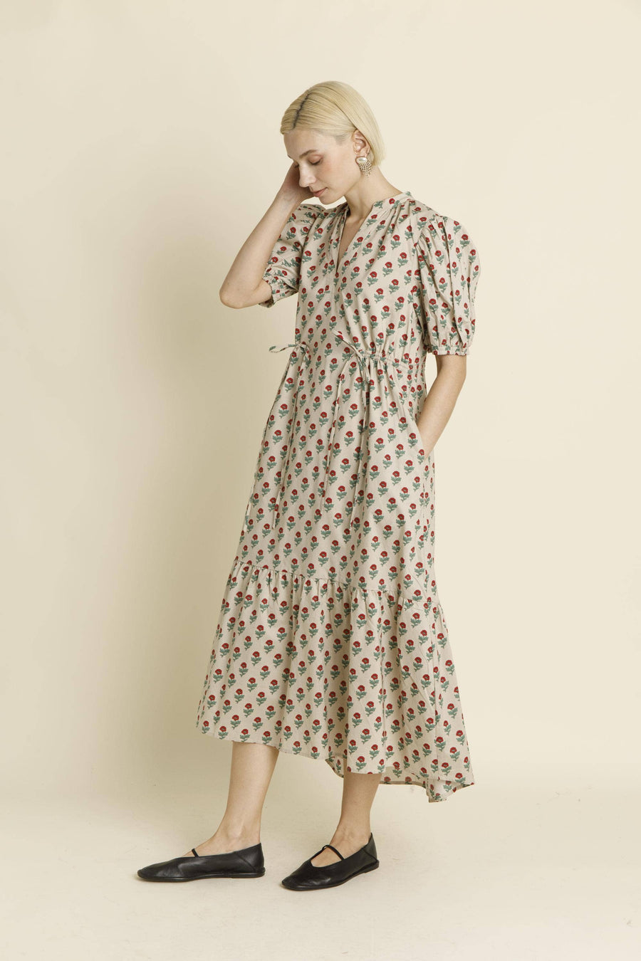 Midi Dress with Waist Ties