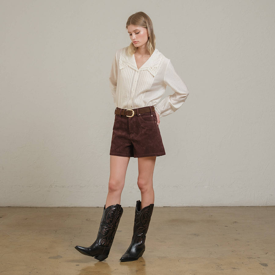 Suede High-Rise Shorts