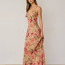 Floral Chiffon V Neck Midi Slip Dress