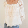 Embroidered Eyelet Lace Square Neck Blouse