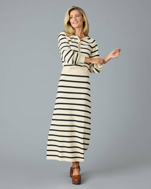 Paris Sweater Skirt in Black Stripe by Downeast