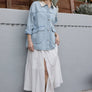 Contrast Collar Light Wash Denim Jacket