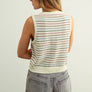Multi Color Striped Button Front Knitted Top