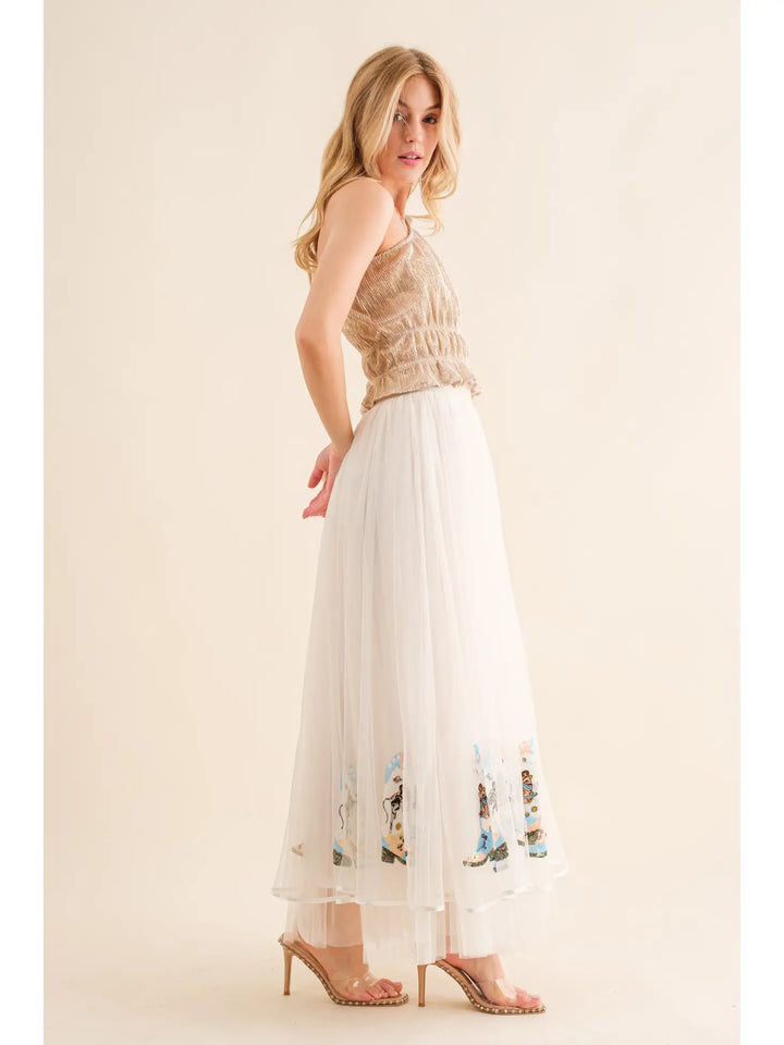 Cowgirl Boots Sequin Maxi Skirt