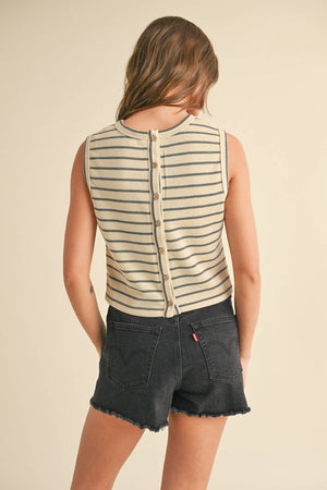 Striped Knitted Sleeveless Top