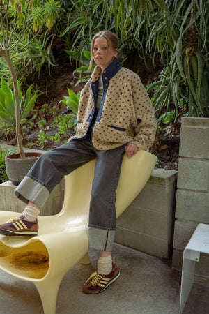 Button Front Pattern Sherpa Jacket