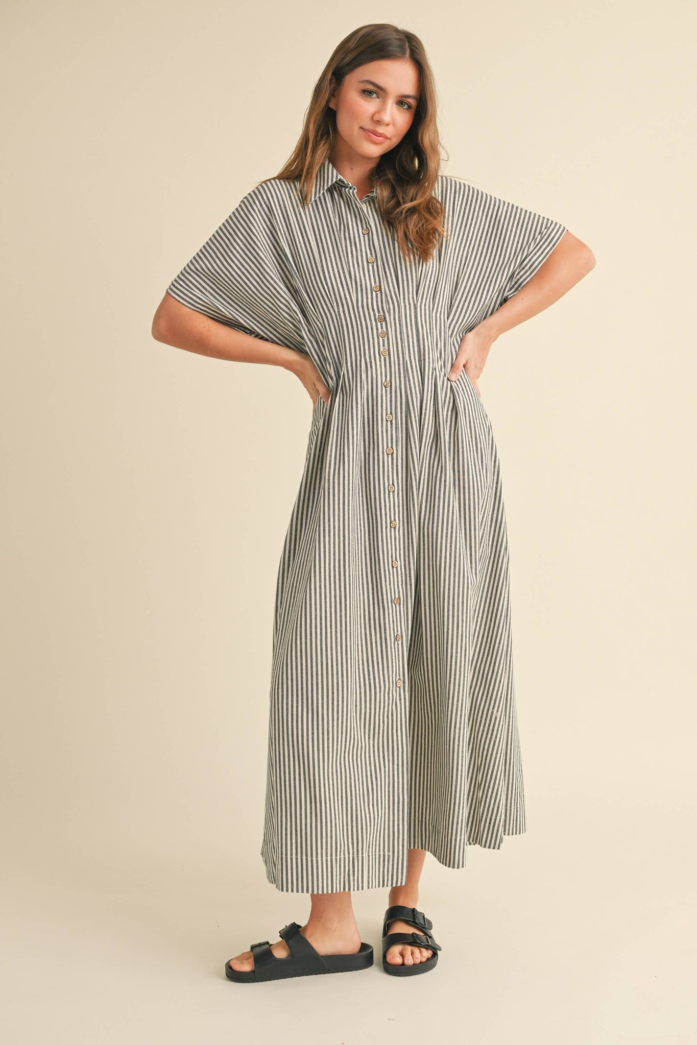 Striped Buttondown Shirt Dress Striped Buttondown Shirt Dress