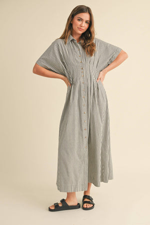 Striped Buttondown Shirt Dress