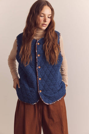 Wool Blend Shepherd Reversible Vest by amente