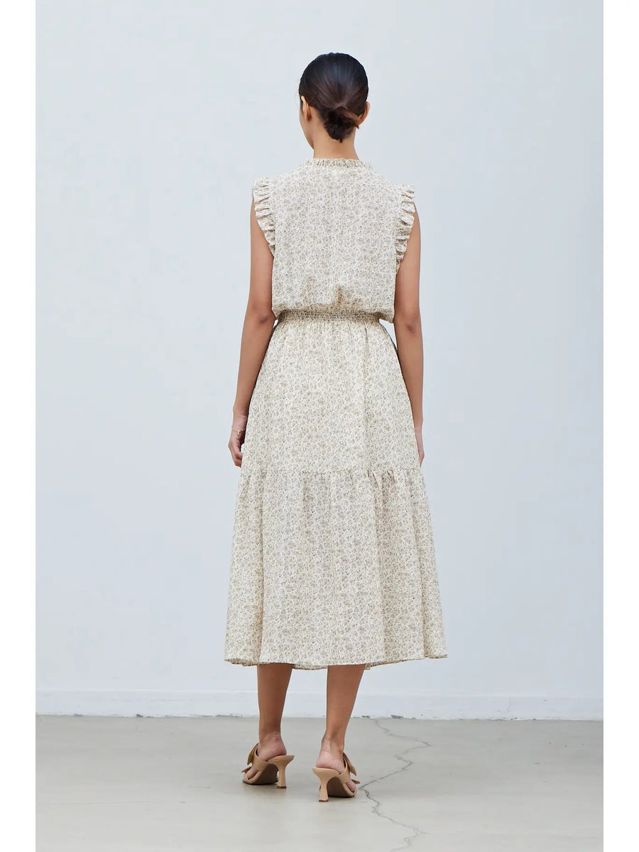 Printed Midi Dress in Ivory