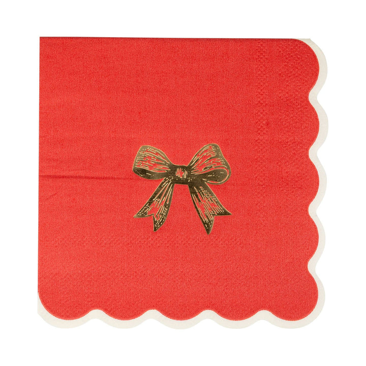 Red/Gold Bow Cocktail Napkin by My Mind’s Eye
