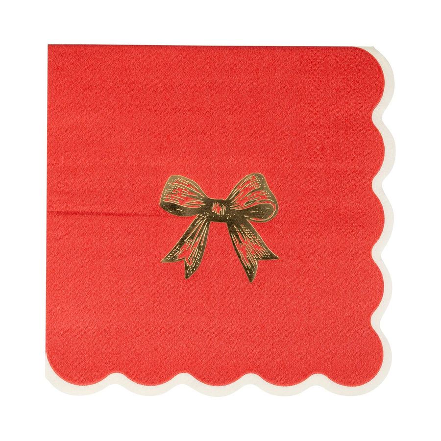 Red/Gold Bow Cocktail Napkin by My Mind’s Eye