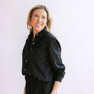 Black Eyelet Bermuda Button Down by Sunshine Tienda