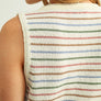 Multi Color Striped Button Front Knitted Top