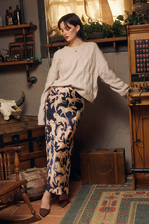 Riverbend Pull On Maxi Skirt in Western Navy