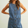 Sleeveless Button Front True Denim Dress