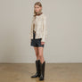 Western Embroidered Jacket with Corduroy Collar