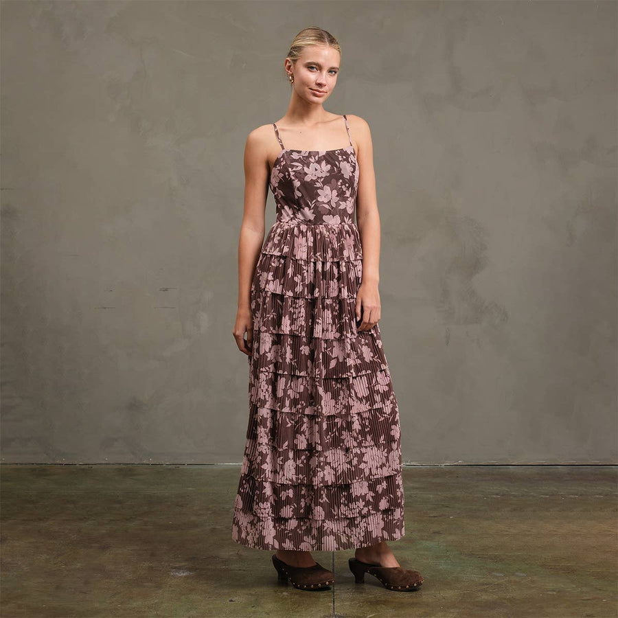 Flower Mesh Printed Tier Dress