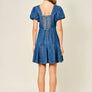 Puff Sleeve Denim Mini Dress by Aaron & Amber