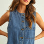 Sleeveless Button Front True Denim Dress