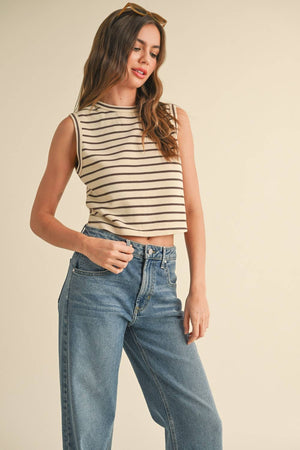 Striped Knitted Sleeveless Top