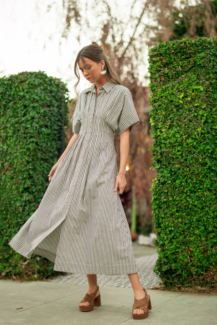 Striped Buttondown Shirt Dress