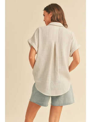 Textured Button Down Shirt in Stone