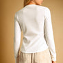 Half Snap Button Waffle Fabric Long Sleeve Top