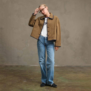 Collar Jacket with Contrast Stitching