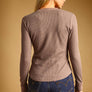 Half Snap Button Waffle Fabric Long Sleeve Top