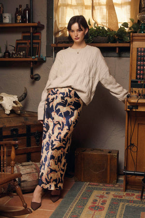Riverbend Pull On Maxi Skirt in Western Navy