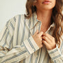 Striped Button Front Short Sleeve Shirt