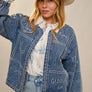 Western Embroidery Puff Sleeve Denim Jacket