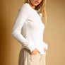 Half Snap Button Waffle Fabric Long Sleeve Top