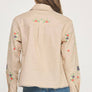 Flower Embroidery Long Sleeve Linen Shirt