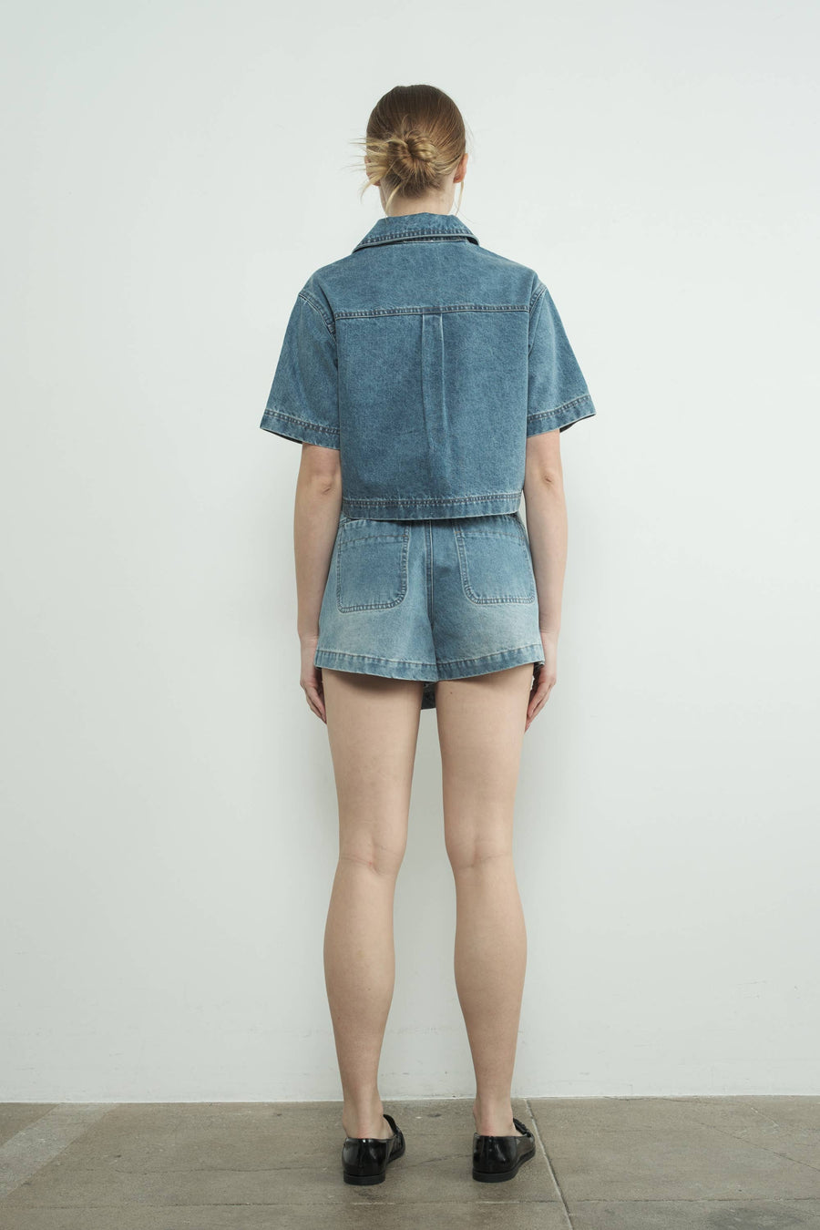 Classic Denim Mini Skorts by Aaron & Amber