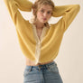 Ribbed Knit Contrast Cardigan Sweater