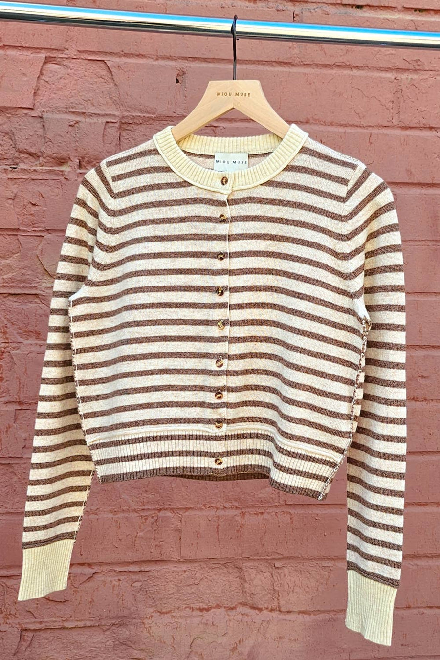 Striped Pattern Button Front Cardigan