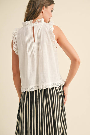 Eyelet Ruffle Trim Blouse