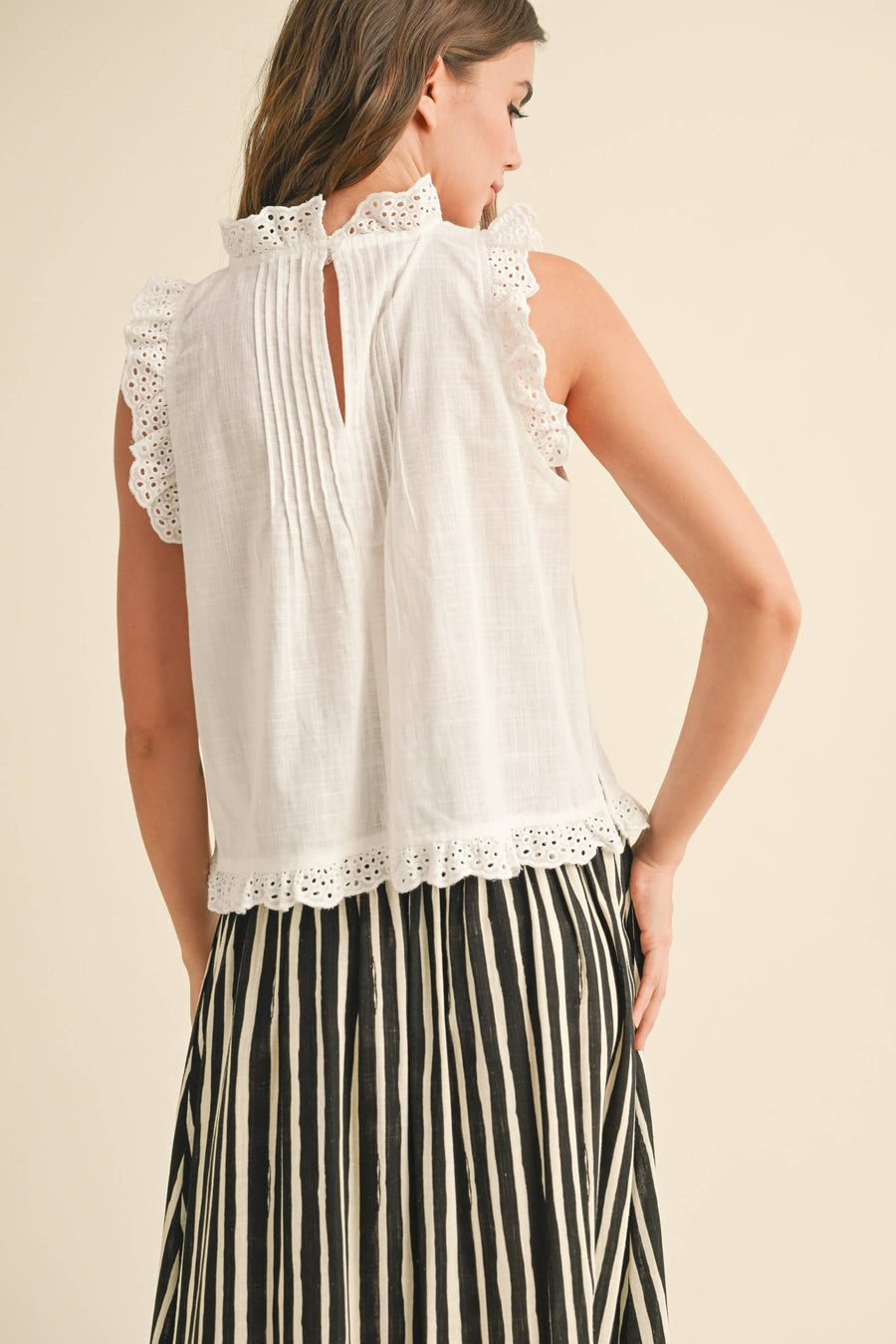 Eyelet Ruffle Trim Blouse